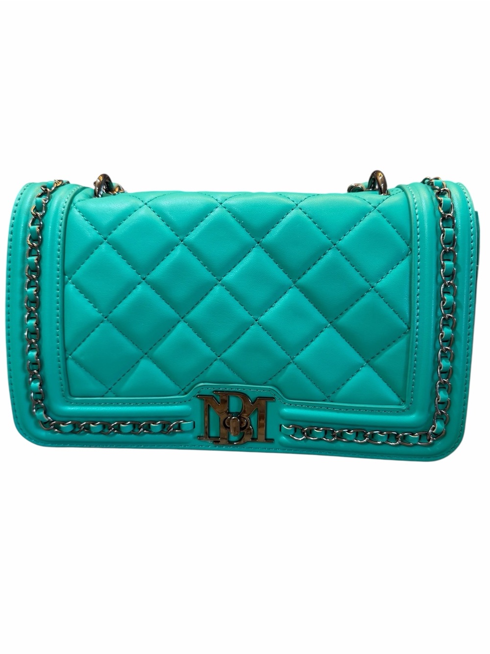 Badgley Mischka Turquoise Quilted Crossbody with Chain